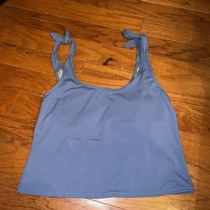 Kortni Jeane Blue Tie Strap Scoop Neck Swim Top